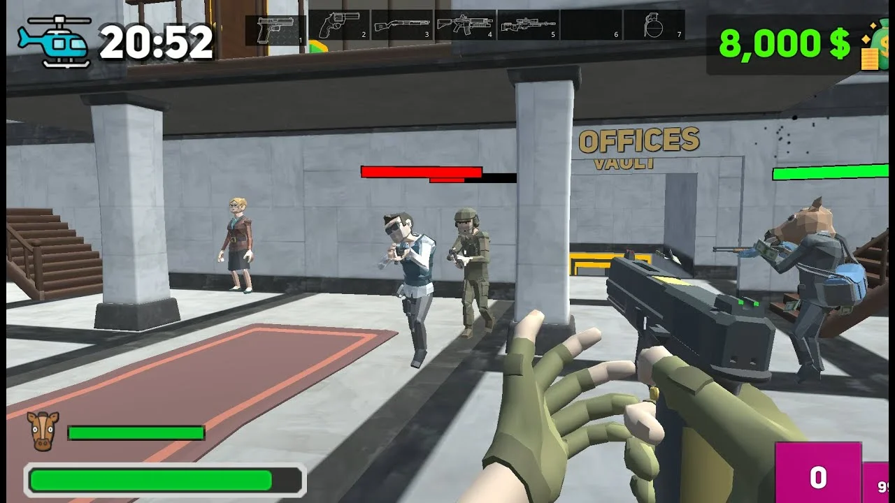 Bank Robbery 3 advanced moment showing timing and positioning decisions