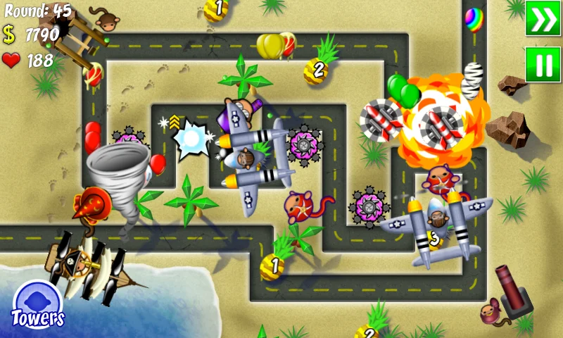 Bloons Tower Defense 4 advanced moment showing timing and positioning decisions