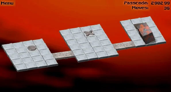 Bloxorz advanced level with switches and fragile tiles