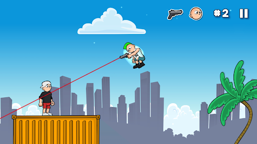 Bullet Bros recoil combat showing jump-rotate-release shooting