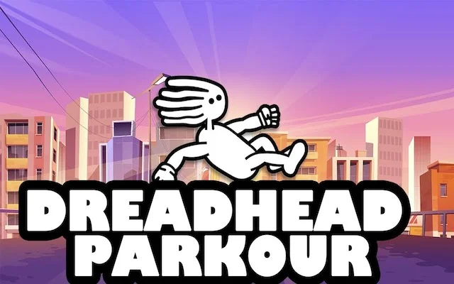 Dreadhead Parkour free-running through urban rooftop environment
