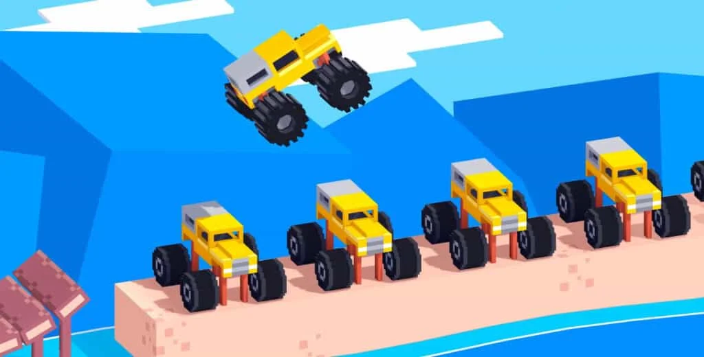 Drive Mad vehicle navigating a physics obstacle course with ramps and gaps