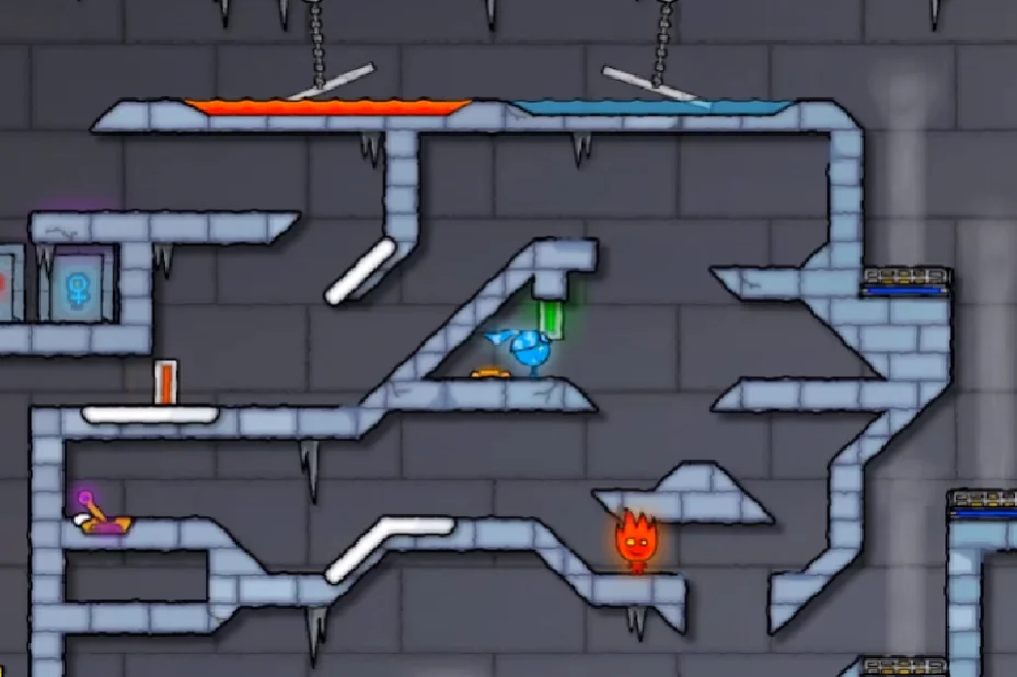 Fireboy and Watergirl 3 level with portals and moving platforms