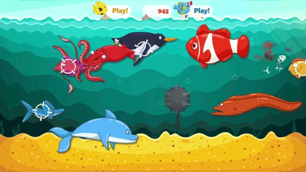 Fish Eat Fish ocean food chain with fish of various sizes