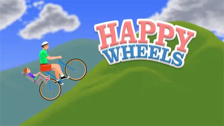 Happy Wheels character navigating deadly trap obstacles