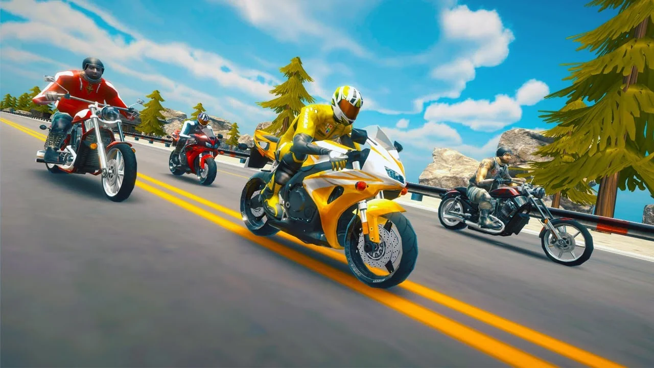 Highway Bike Simulator first-person highway traffic run