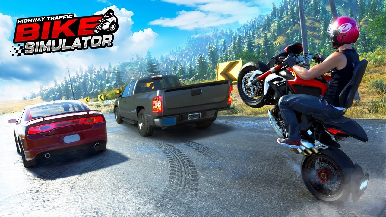 Highway Bike Simulator high-speed near-miss scoring gameplay