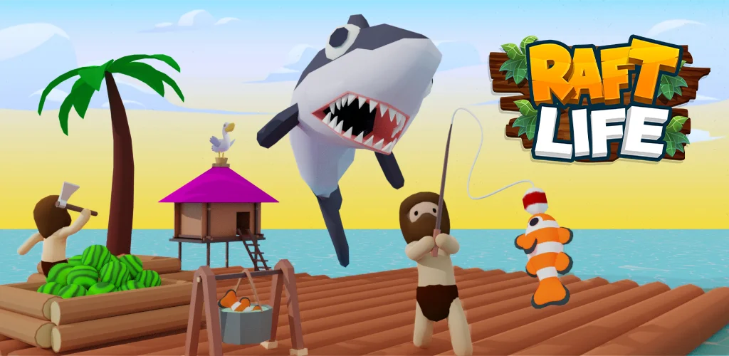 Raft Life survival gameplay with gathering and raft expansion