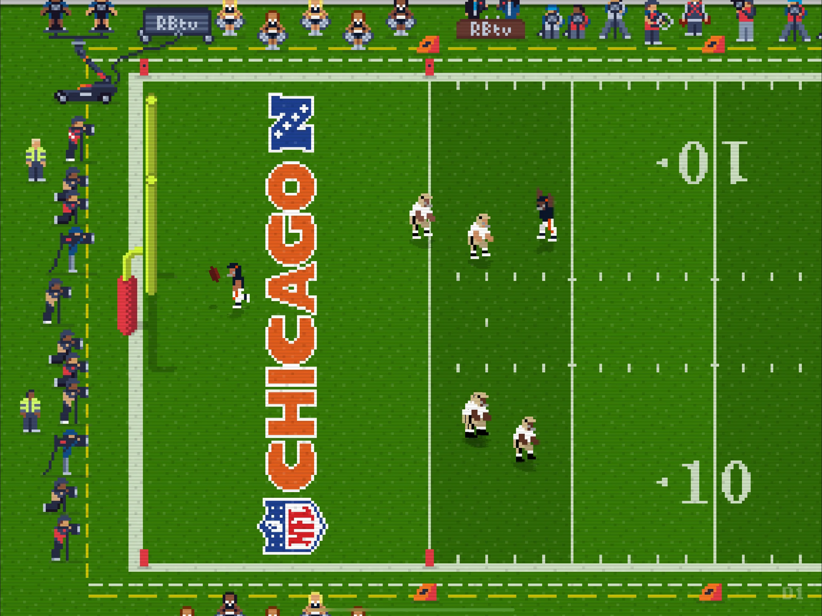 Retro Bowl roster and team management screen with player ratings
