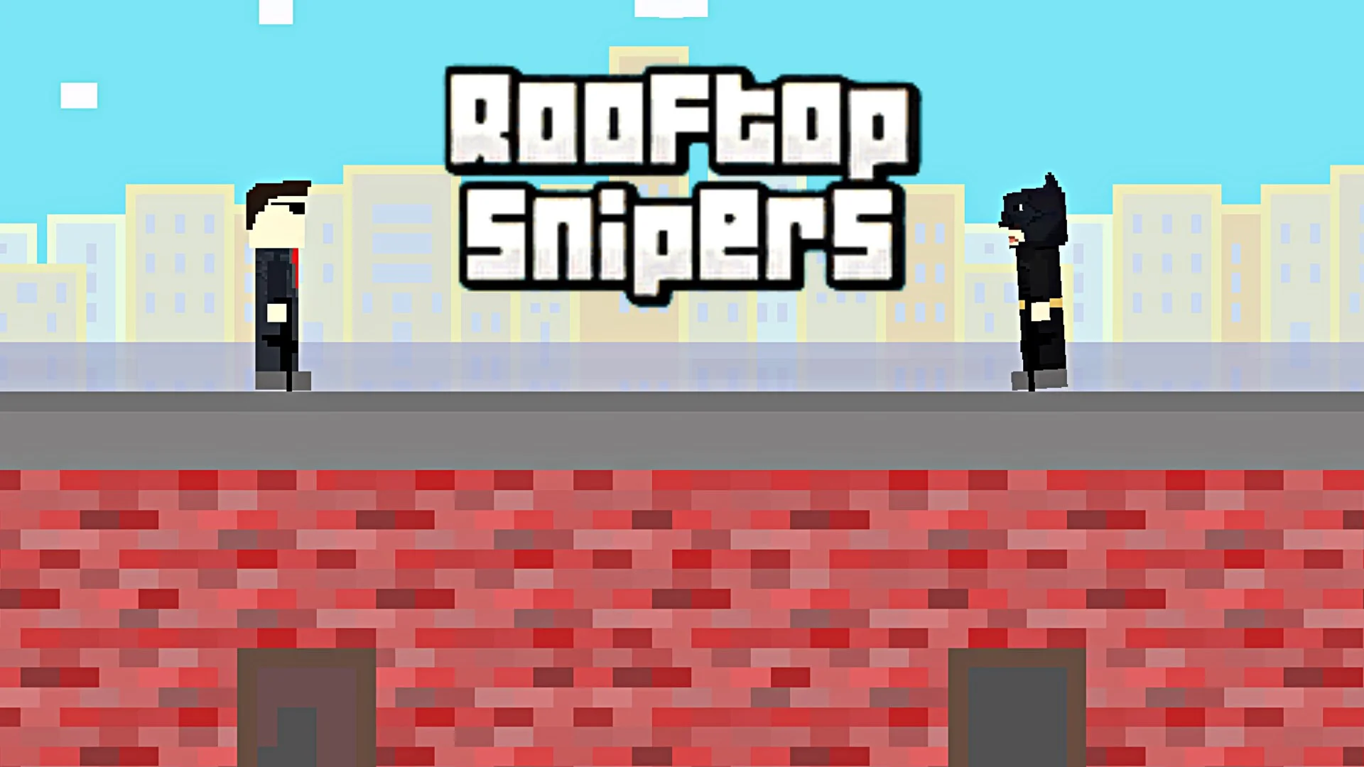 Rooftop Snipers arena combat with players exchanging weapon fire on floating platforms