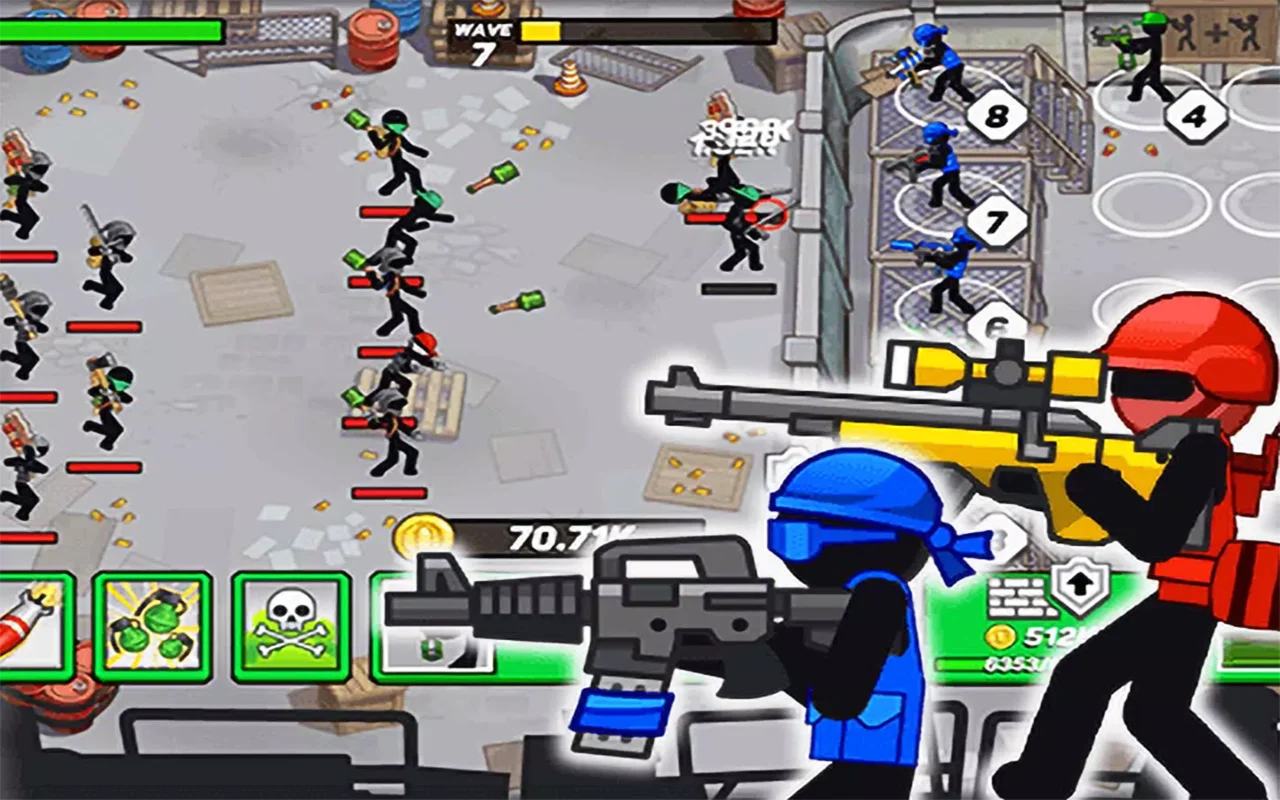 Stick Defenders gameplay scene with core mechanics in action