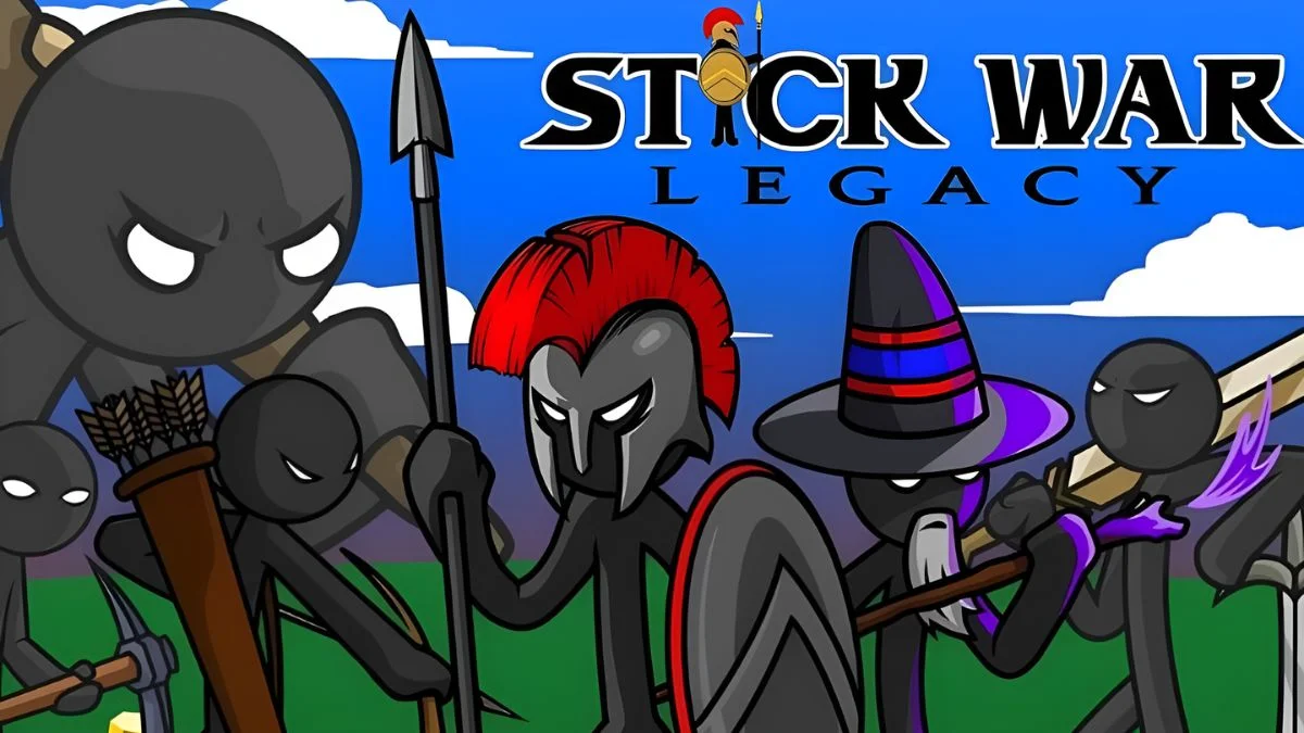 Stick War battlefield with mixed unit formations