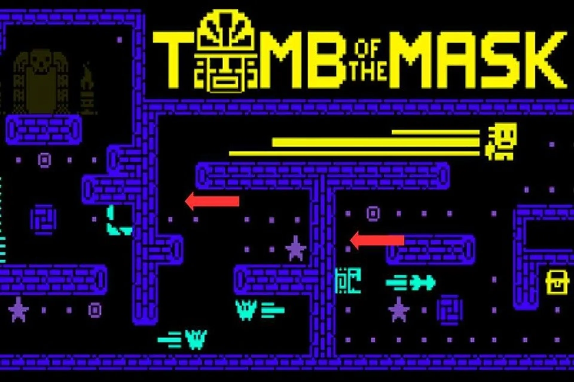 Tomb of the Mask neon maze with fast vertical movement
