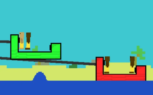 Tube Jumpers players battling on floating tubes over water